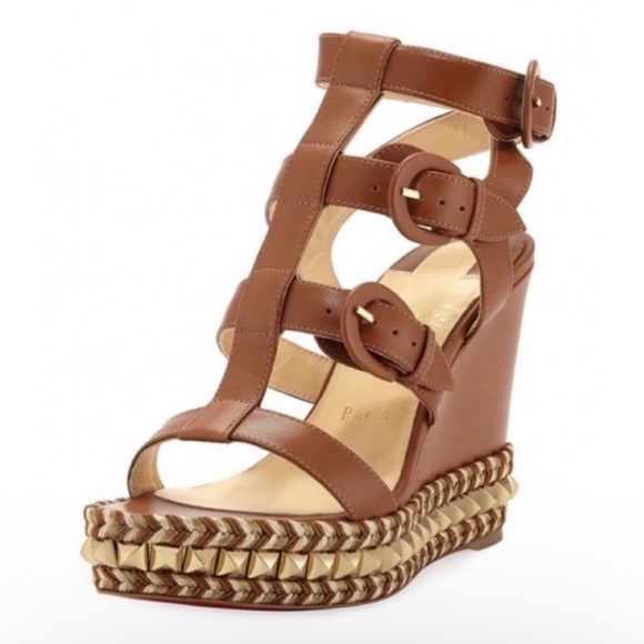 Christian Louboutin Rocknbuckle studded wedges RETAIL 795